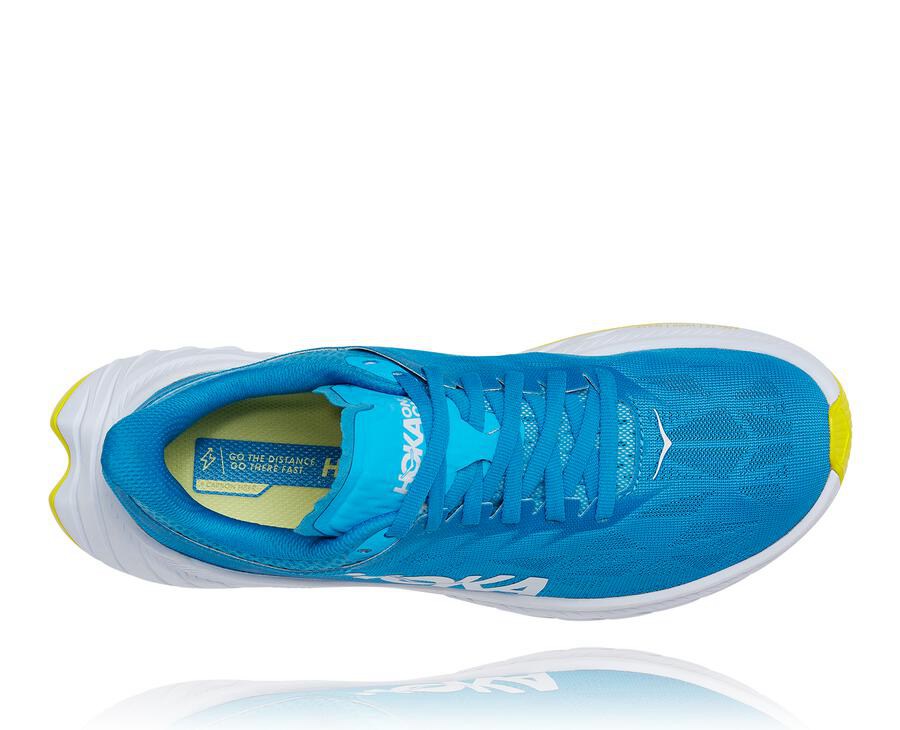 Hoka One One Womens Running Shoes - Carbon X 2 - Blue/White - YWPN63504
